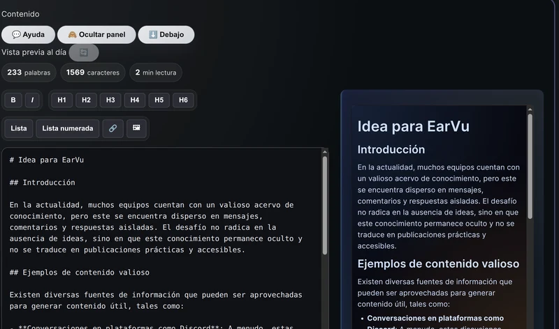Artículo generado y editado dentro de EarVu.